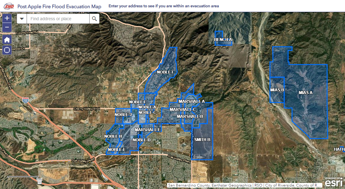 Post Apple Fire Flood Evacuation Map