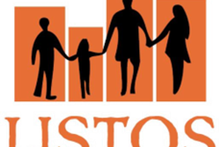 Orange, black, and white LISTOS logo with a family silhouette holding hands