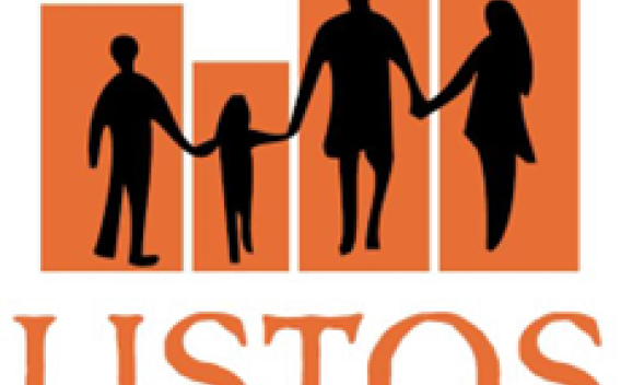 Orange, black, and white LISTOS logo with a family silhouette holding hands