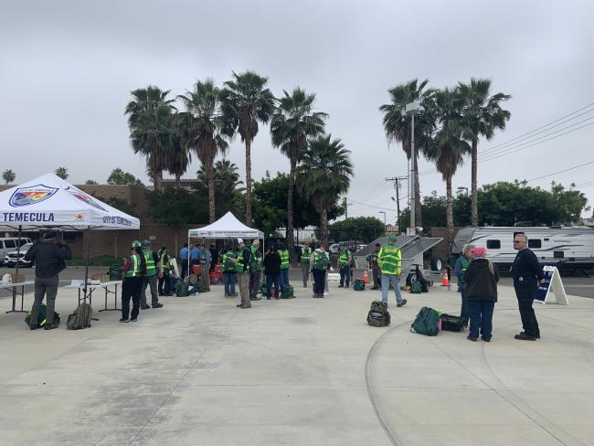 Outside photos of participants conducting exercises during CERT Field Day.