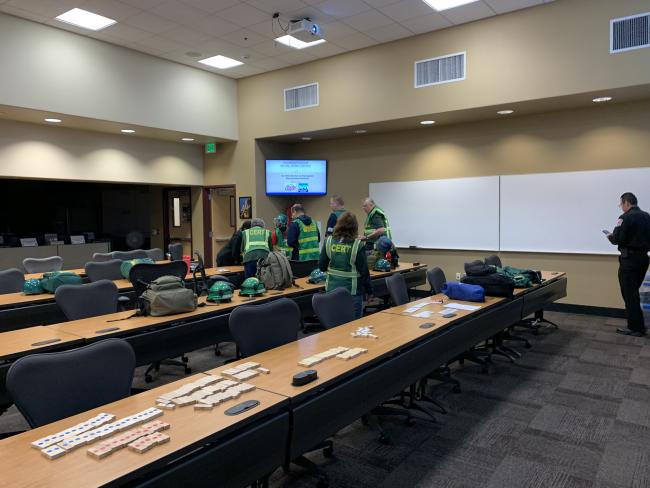 Image of CERT Field Day participants practicing various skills.