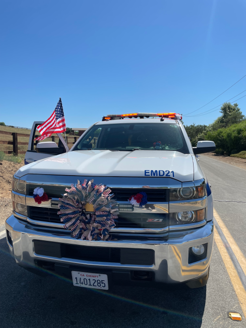 EMD Service Truck decorated for the 4th of July