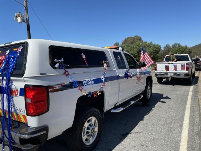 EMD truck decorated for the La Cresta Independance Day parade.