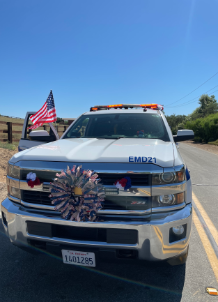 EMD Service Truck decorated for the 4th of July